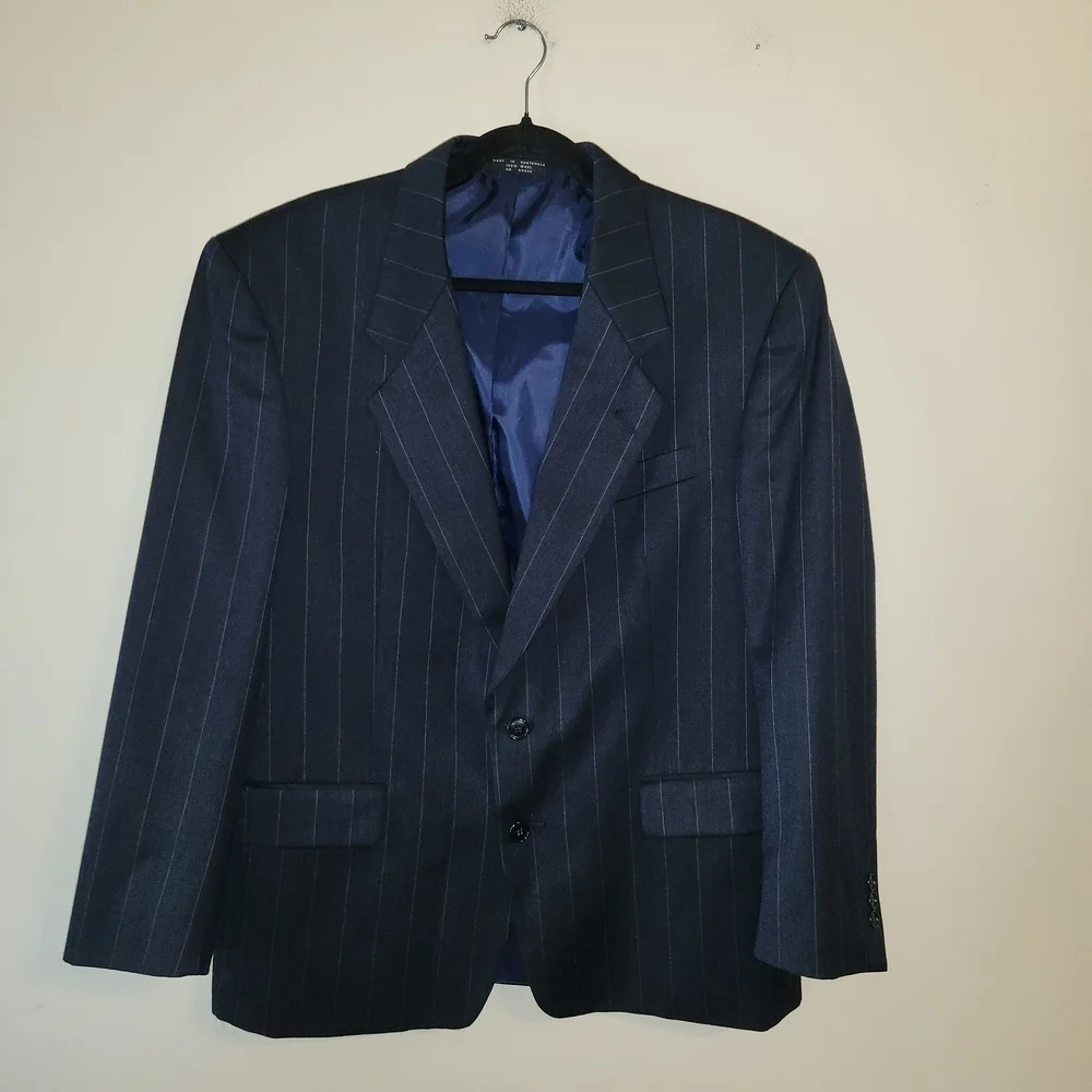 Paulo Solari Elegant Navy Pinstripe Blazer